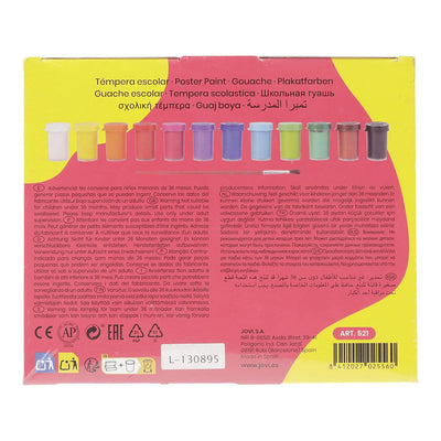 Jovi Case Tempera Paint, 12 Assorted Bottles of 15 ml, color (521)