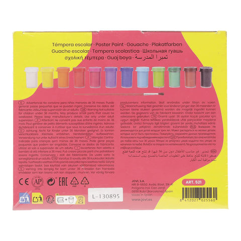 Jovi Case Tempera Paint, 12 Assorted Bottles of 15 ml, color (521)