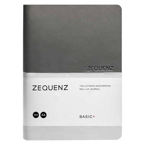 Zequenz A6 Size Silver Grey Notebook Squared & Blank Acid Free Paper 200 Pages each Ruling 400 Pages 70GSM 360 Degree Flexibility 100% Handmade PU and White paper Basic Plus Series