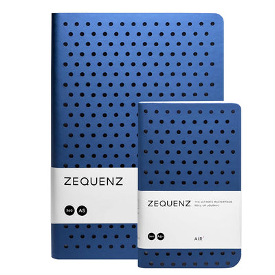 Zequenz Notebook Gift Set A5 and A6 | Air Series | Blue | Dotted | 400 and 256 Pages | 70GSM | 360 Degree Flexibility | Handmade | Soft PU Cover | Pack of 2