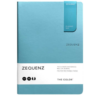 Zequenz A5 Size Turquoise Blue Slim Notebook Squared Acid Free Paper 200 Pages 80GSM 360 Degree Flexibility 100% Handmade Fountain Pen Friendly Color Series Bookmark Included