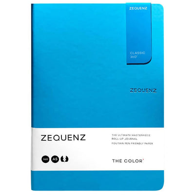 Zequenz A5 Size Ocean Blue Slim Notebook Dotted Acid Free Paper 200 Pages 80GSM 360 Degree Flexibility 100% Handmade Fountain Pen Friendly Color Series Bookmark Included