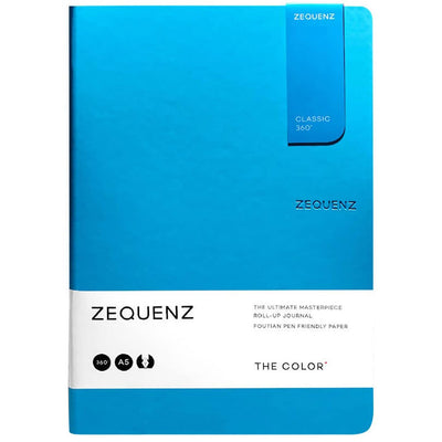 Zequenz A5 Size Ocean Blue Slim Notebook Squared Acid Free Paper 200 Pages 80GSM 360 Degree Flexibility 100% Handmade Fountain Pen Friendly Color Series Bookmark Included