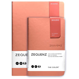 Zequenz A5 & A6- Peach Notebook Set Terra Acid Free Paper 200 Pages Each 80GSM 360 Degree Flexibility 100% Handmade Fountain Pen Friendly Color Series Pack of 2 Notebooks