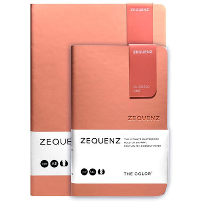 Zequenz A5 & A6- Peach Notebook Set Terra Acid Free Paper 200 Pages Each 80GSM 360 Degree Flexibility 100% Handmade Fountain Pen Friendly Color Series Pack of 2 Notebooks