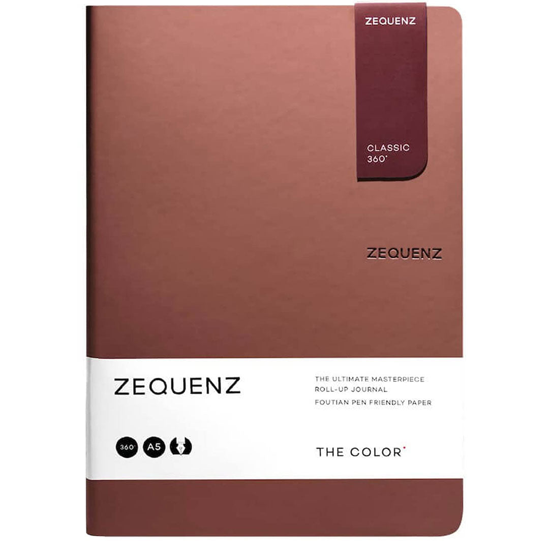 Zequenz A5 Size Terra Brown Slim Notebook Dotted Acid Free Paper 200 Pages 80GSM 360 Degree Flexibility 100% Handmade Fountain Pen Friendly Color Series Bookmark Included