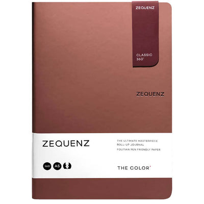 Zequenz A5 Size Terra Brown Slim Notebook Dotted Acid Free Paper 200 Pages 80GSM 360 Degree Flexibility 100% Handmade Fountain Pen Friendly Color Series Bookmark Included