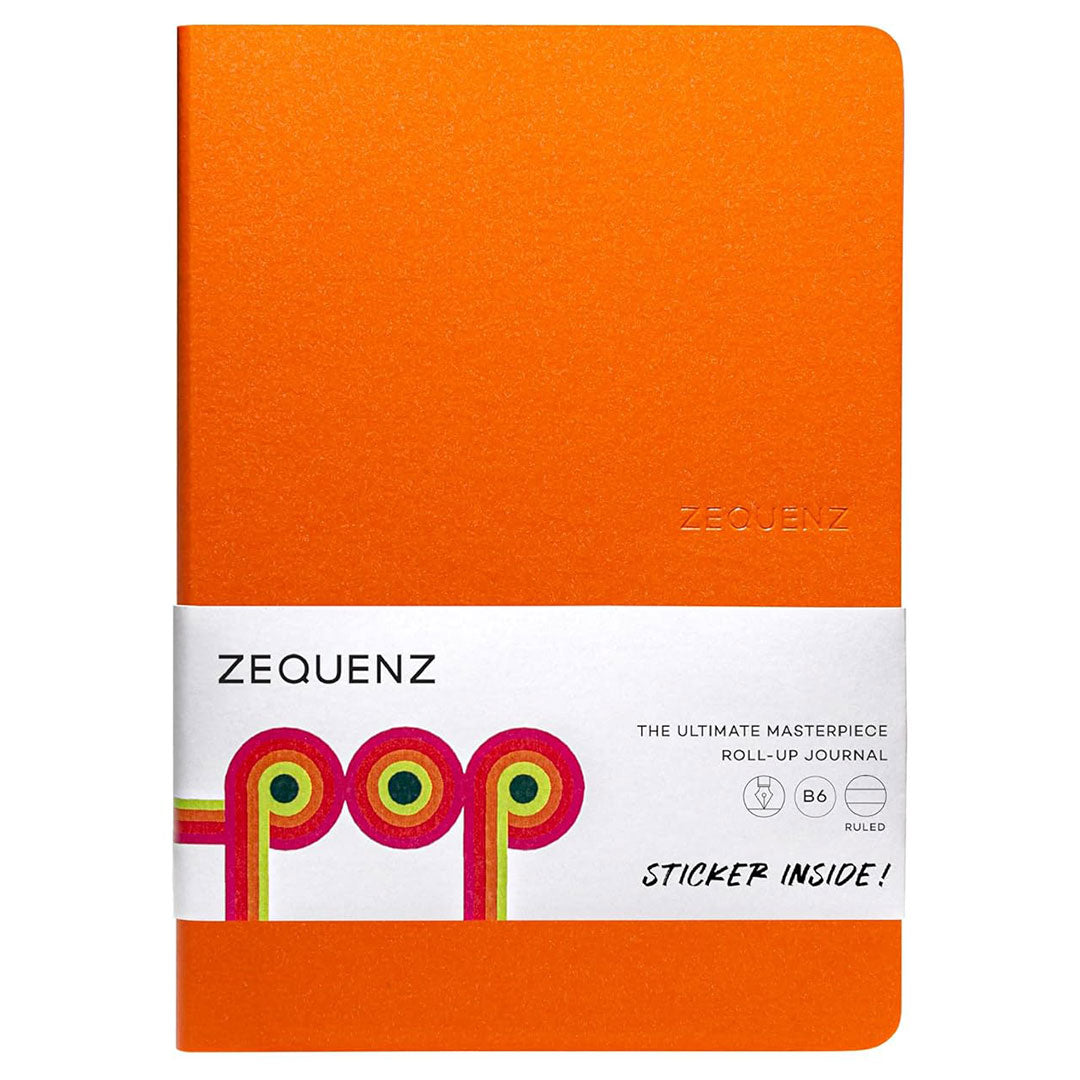 Zequenz B6 Size Orange Notebook Ruled Lined Acid Free Paper 120 Pages 80GSM 360 Degree Flexibility 100% Handmade Eco PU and Cream paper Fountain Pen Friendly POP Series – Brick