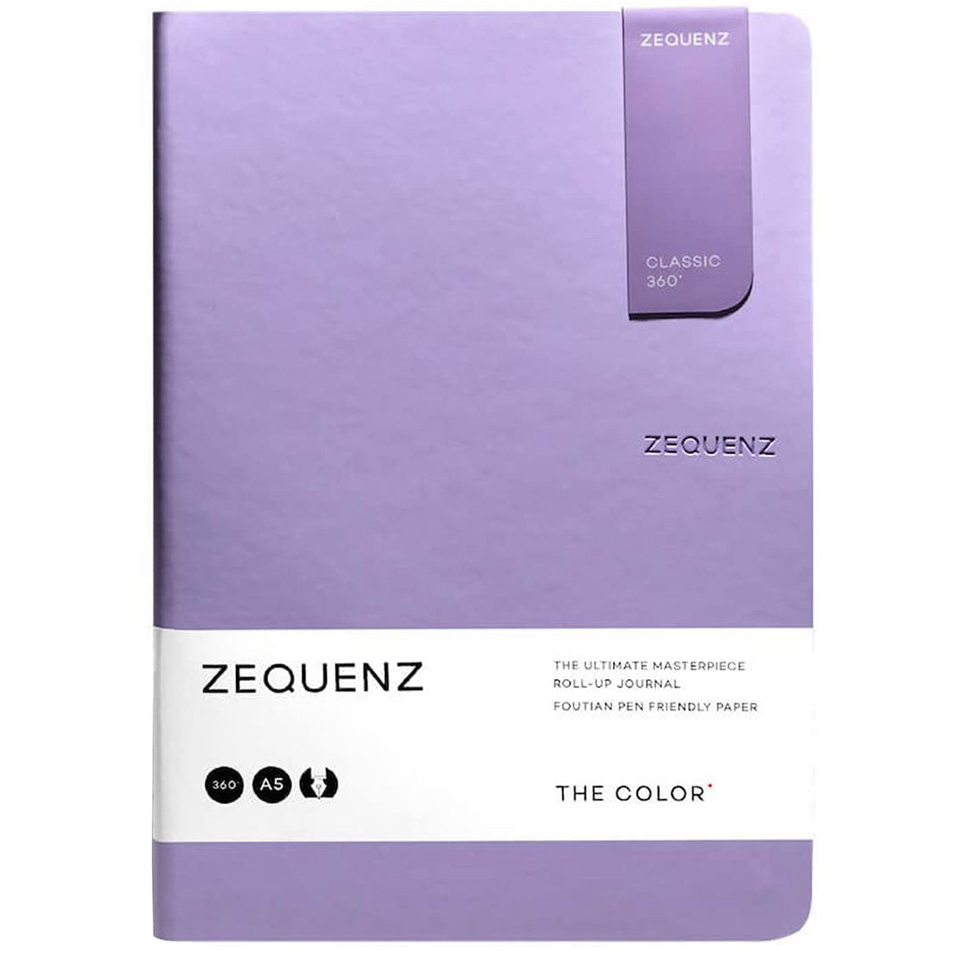 Zequenz A5 Size Lavender Purple Slim Notebook Dotted Acid Free Paper 200 Pages 80GSM 360 Degree Flexibility 100% Handmade Fountain Pen Friendly Color Series Bookmark Included
