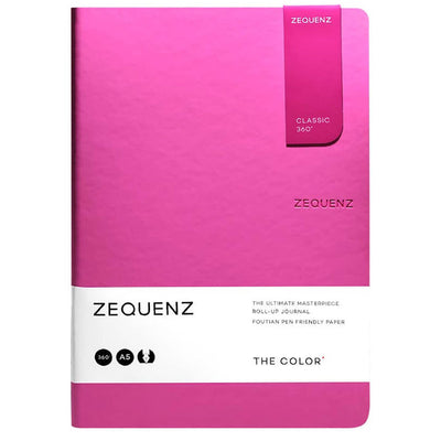 Zequenz A5 Size Magenta Pink Slim Notebook Dotted Acid Free Paper 200 Pages 80GSM 360 Degree Flexibility 100% Handmade Fountain Pen Friendly Color Series Bookmark Included