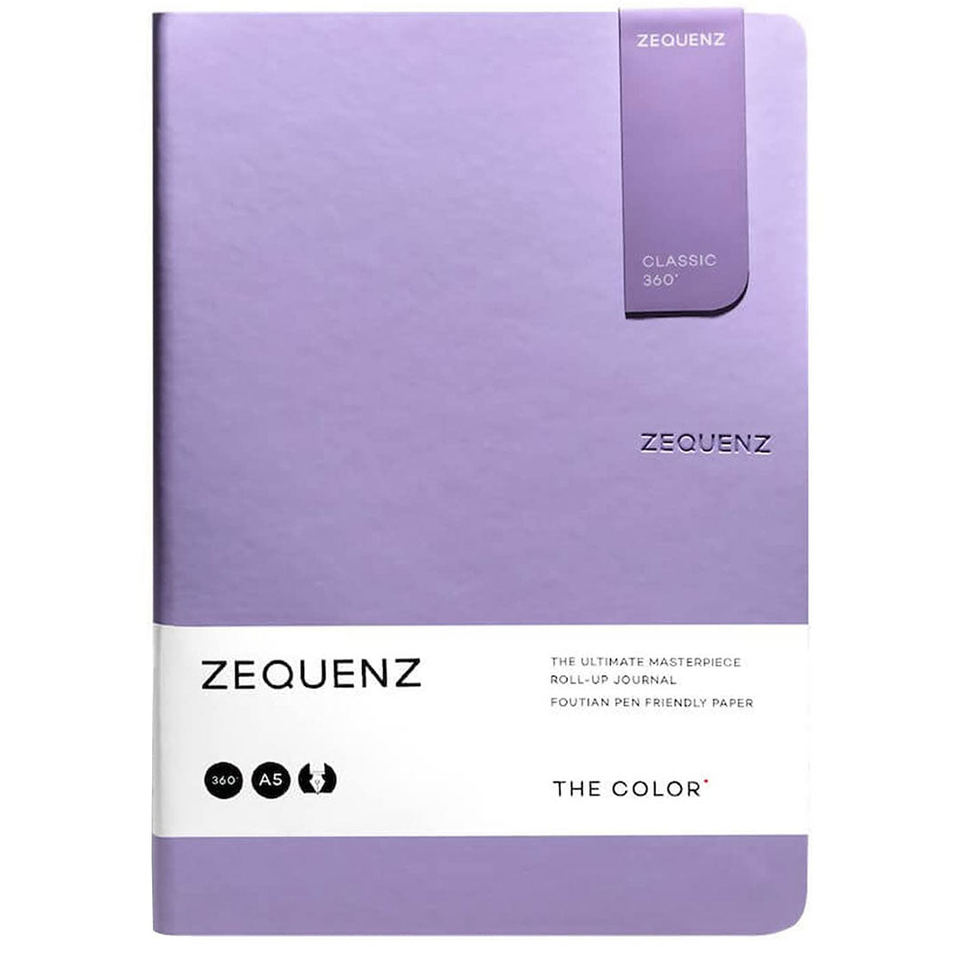 Zequenz A5 Size Lavender Purple Slim Notebook Squared Acid Free Paper 200 Pages 80GSM 360 Degree Flexibility 100% Handmade Fountain Pen Friendly Color Series Bookmark Included