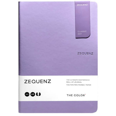 Zequenz A5 Size Lavender Purple Slim Notebook Squared Acid Free Paper 200 Pages 80GSM 360 Degree Flexibility 100% Handmade Fountain Pen Friendly Color Series Bookmark Included