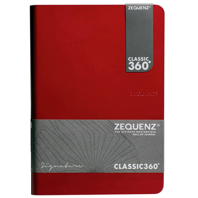 Zequenz Classic 360 Degree Signature Lite Series Hand Bound Soft Cover A5 Size Blank Journal Notebook Diary with Red Cover & White Premium Paper, 200 Pages for Notes Writing Doodling Drawing