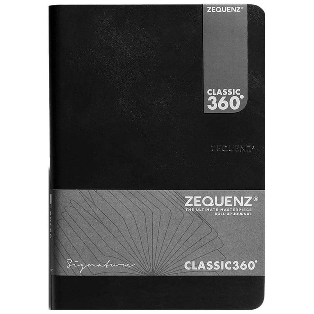 Zequenz Classic 360 Degree Signature Lite Series Hand Bound Soft Cover A5 Size Blank Journal Notebook Diary with Black Cover & White Premium Paper, 200 Pages for Notes Writing Doodling Drawing