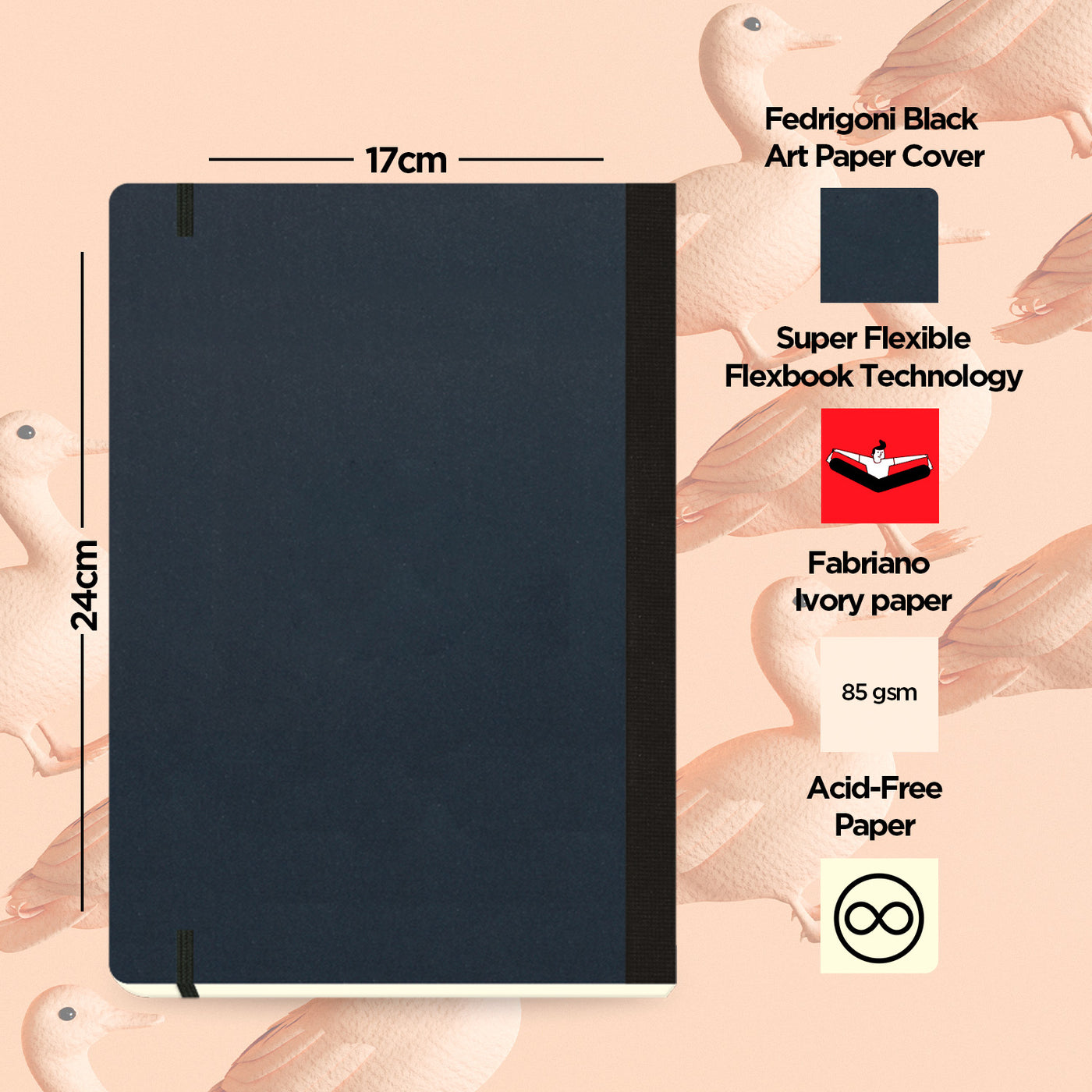 Flexbook | Plain | Large B5 Size Notebook | Black | Flex Global