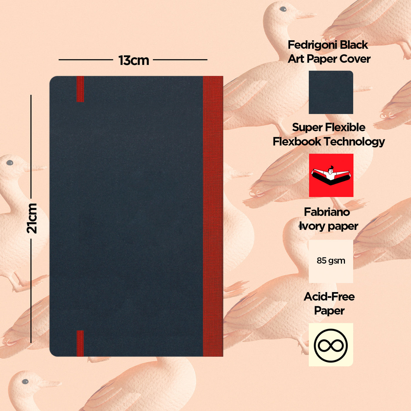 Flexbook | Plain | Medium A5 Size Notebook | Red | Flex Global