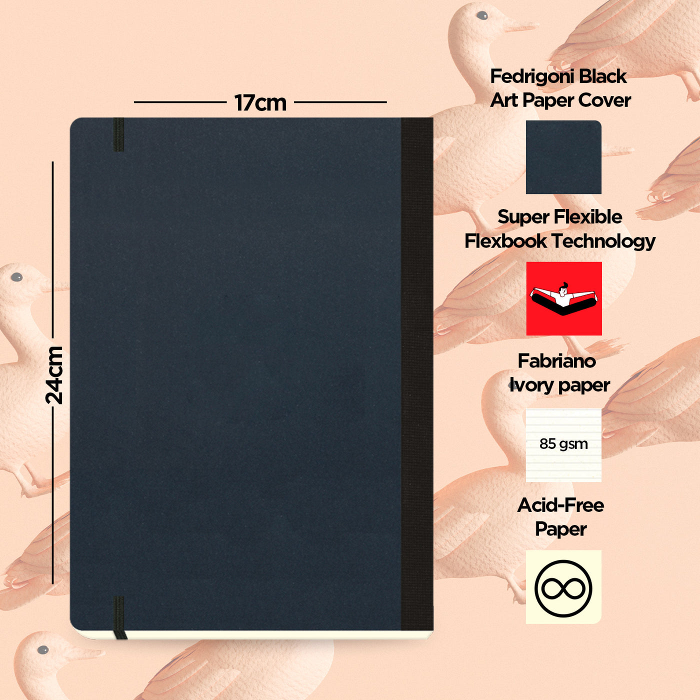 Flexbook | Ruled | Large B5 Size Notebook | Black | Flex Global