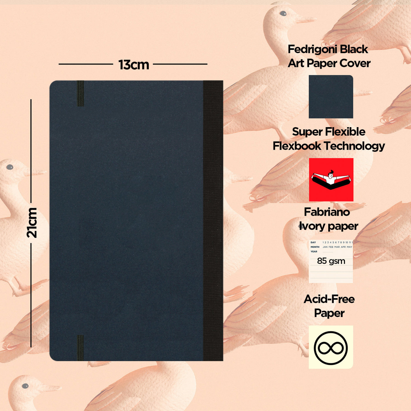 Flexbook | Open Date | Medium A5 Size Planner | Black | Flex Global