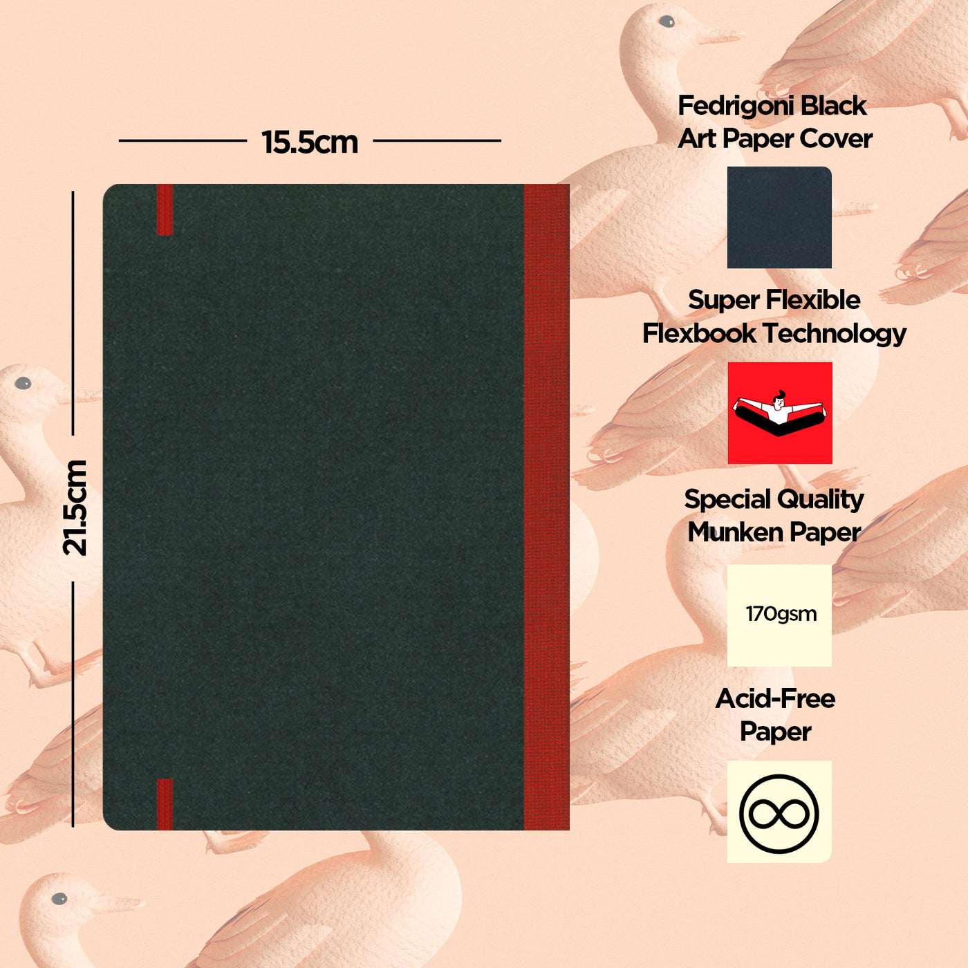 Flexbook | Blank | Medium A5 Size Sketchbook | Red | Flex Global Sketchbook