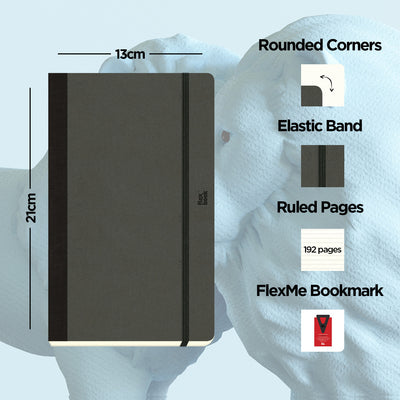 Flexbook | Ruled | Medium A5 Size Notebook | Off Black | Adventure Series