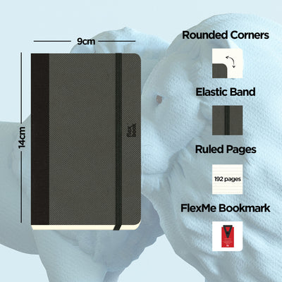 Flexbook | Ruled | Pocket A6 Size Notebook | Off Black | Adventure Series