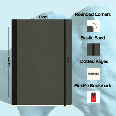 Flexbook | Dotted | Large B5 Size Notebook | Off Black | Adventure Series