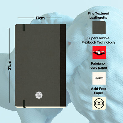 Flexbook | Dotted | Medium A5 Size Notebook | Off Black | Adventure Series