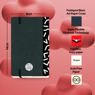 Flexbook | Ruled | Pocket A6 Size Notebook | Black | Visions 'All Angles' Spine