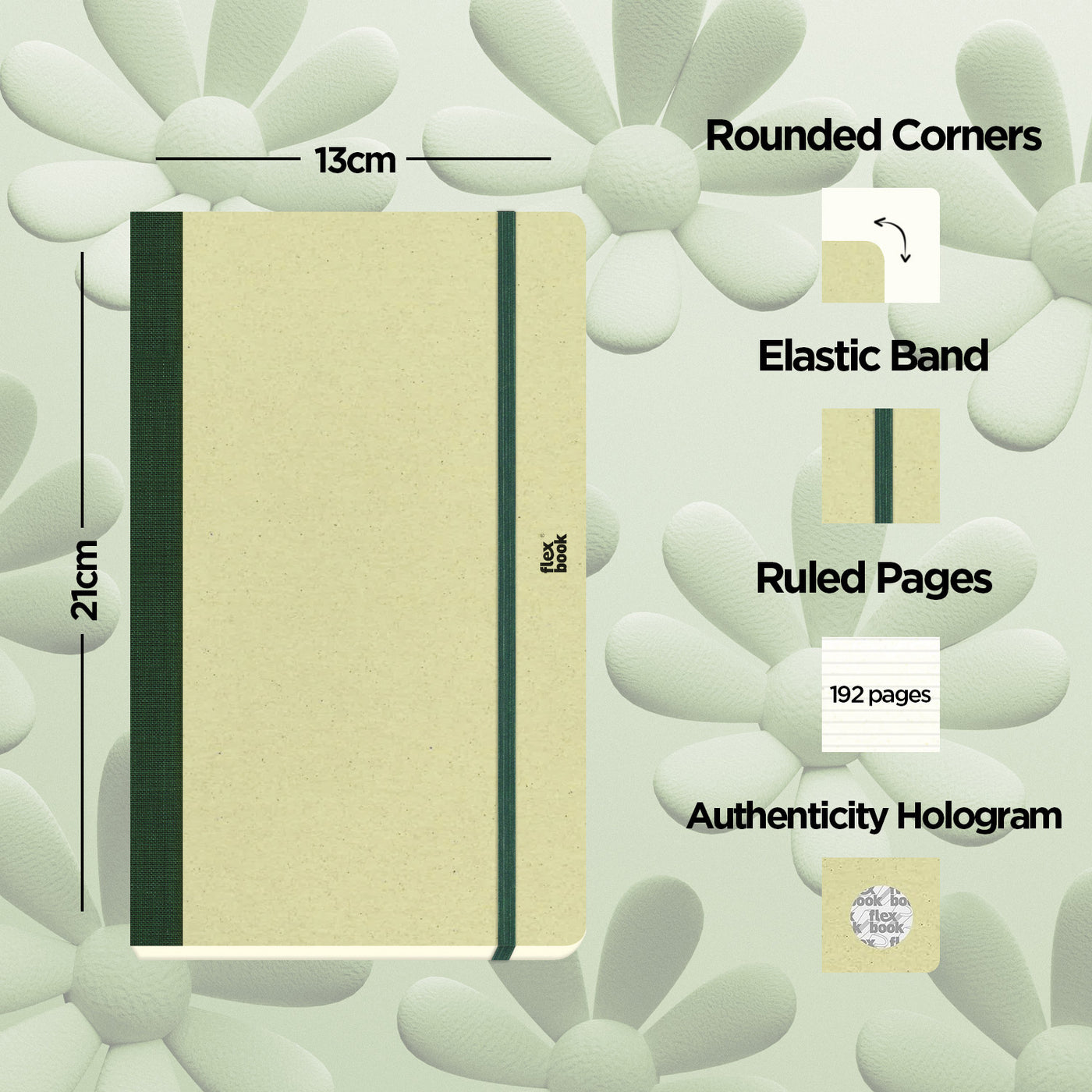 Flexbook | Ruled | Medium A5 Size Notebook | Kiwi | Ecosmiles Eco Series
