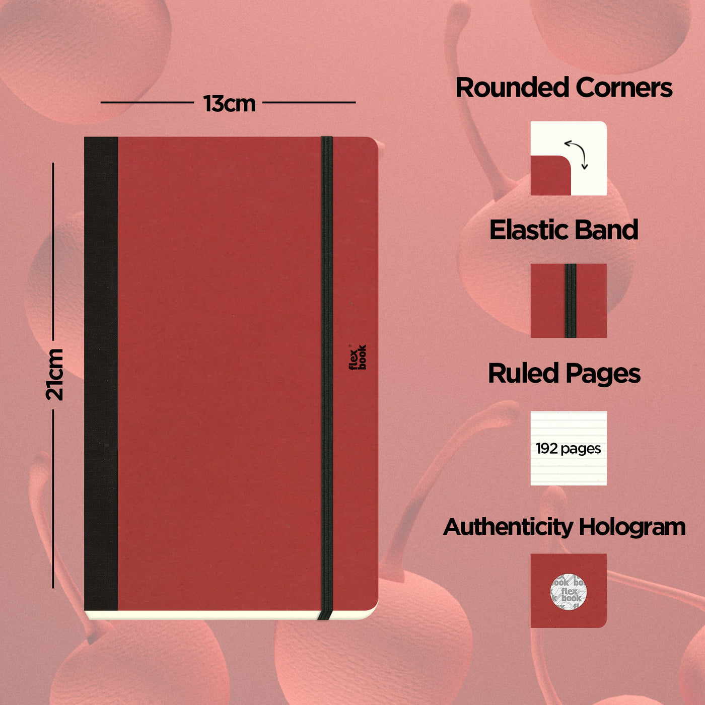 Flexbook | Ruled | Medium A5 Size Notebook | Cherry | Ecosmiles Eco Series