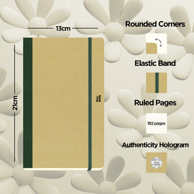 Flexbook | Ruled | Medium A5 Size Notebook | Olive | Ecosmiles Eco Series
