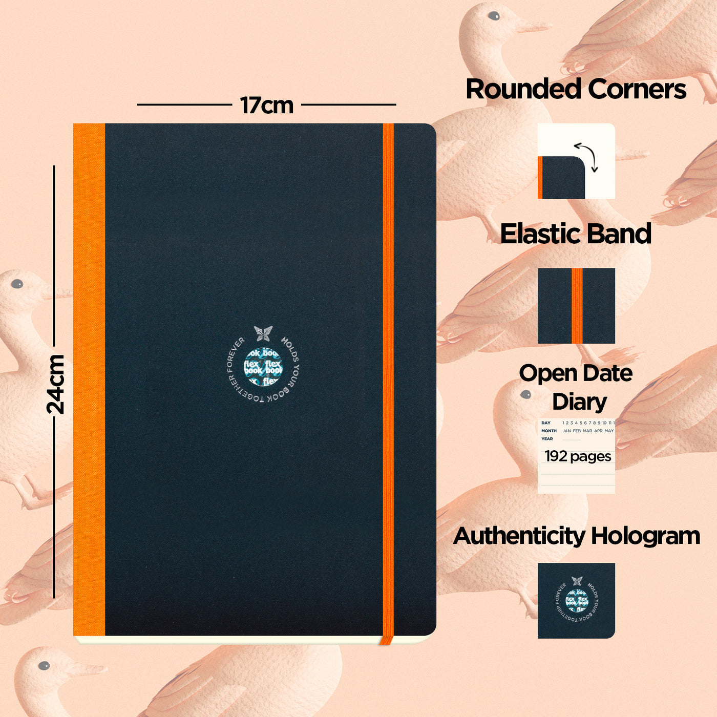 Flexbook | Open Date | Large B5 Size Planner | Orange | Flex Global