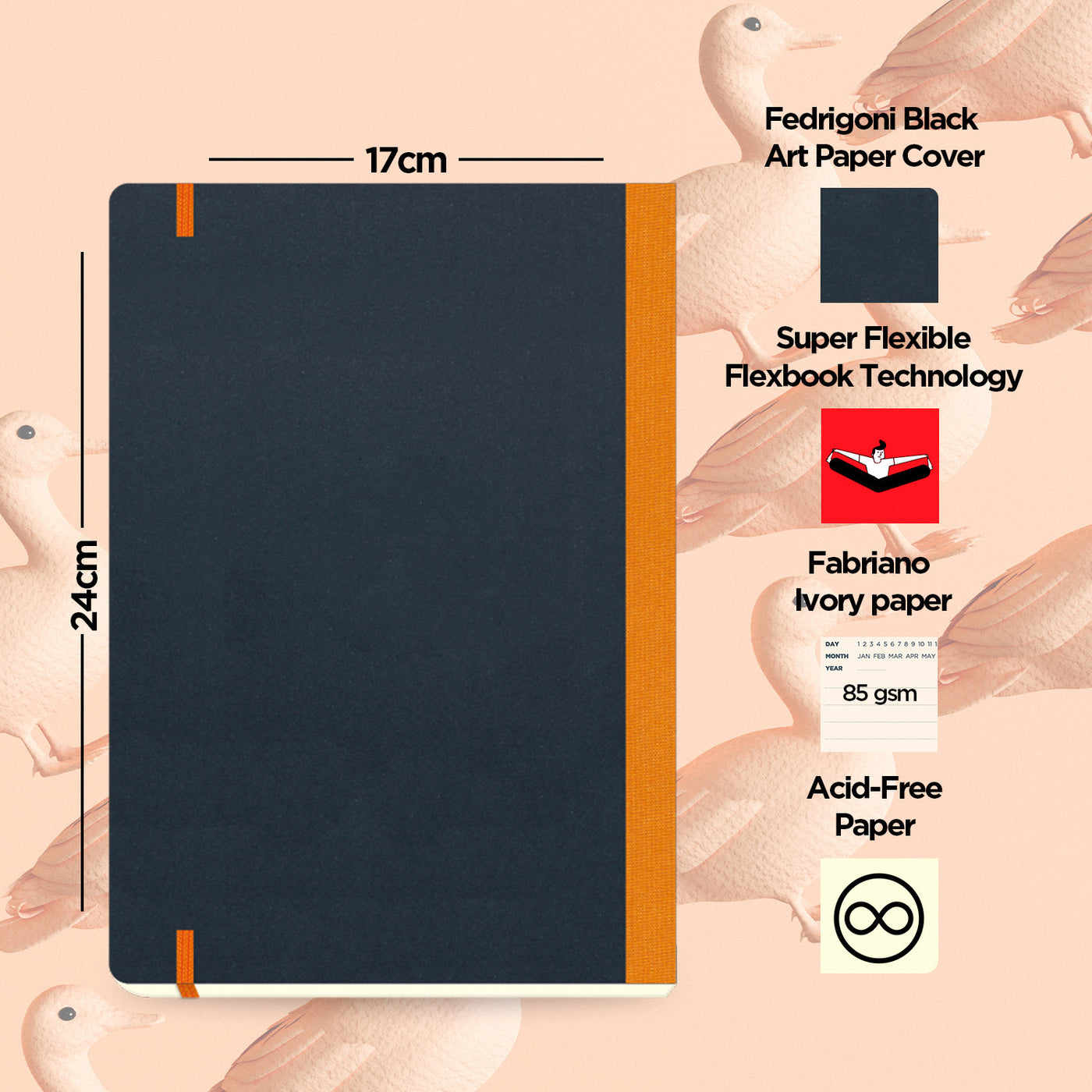 Flexbook | Open Date | Large B5 Size Planner | Orange | Flex Global