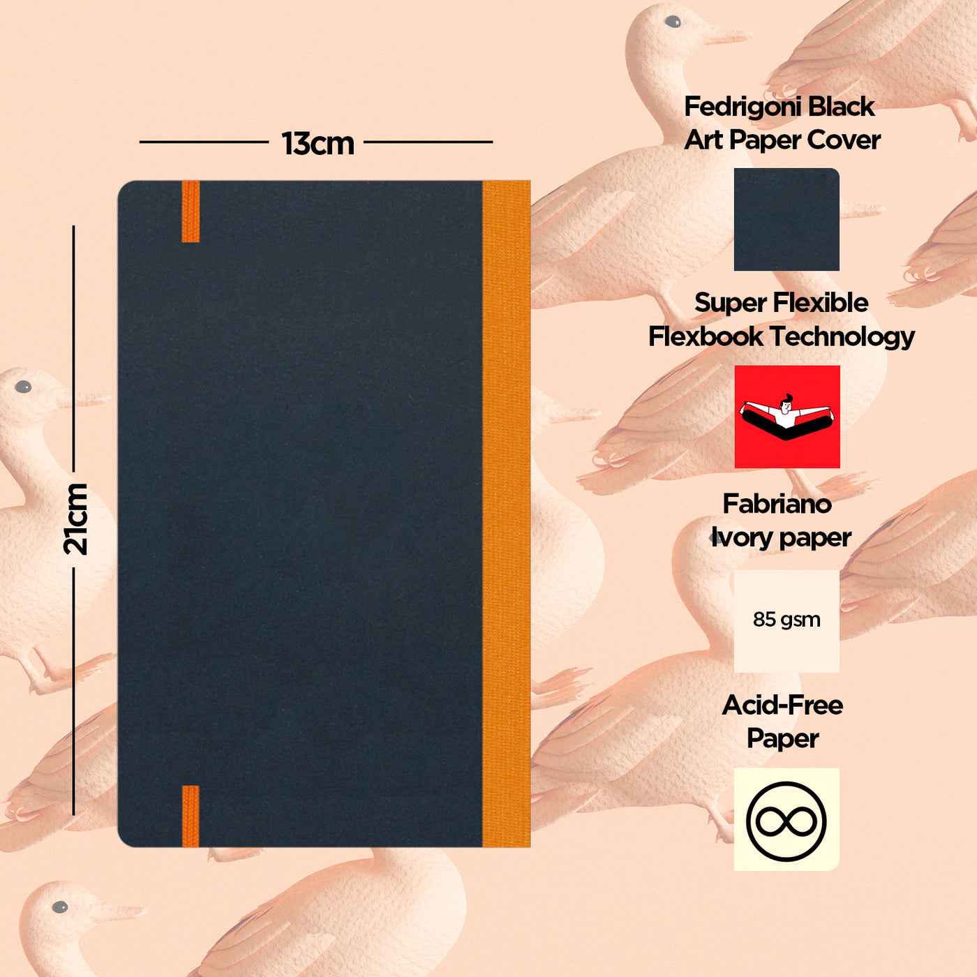 Flexbook | Plain | Medium A5 Size Notebook | Orange | Flex Global