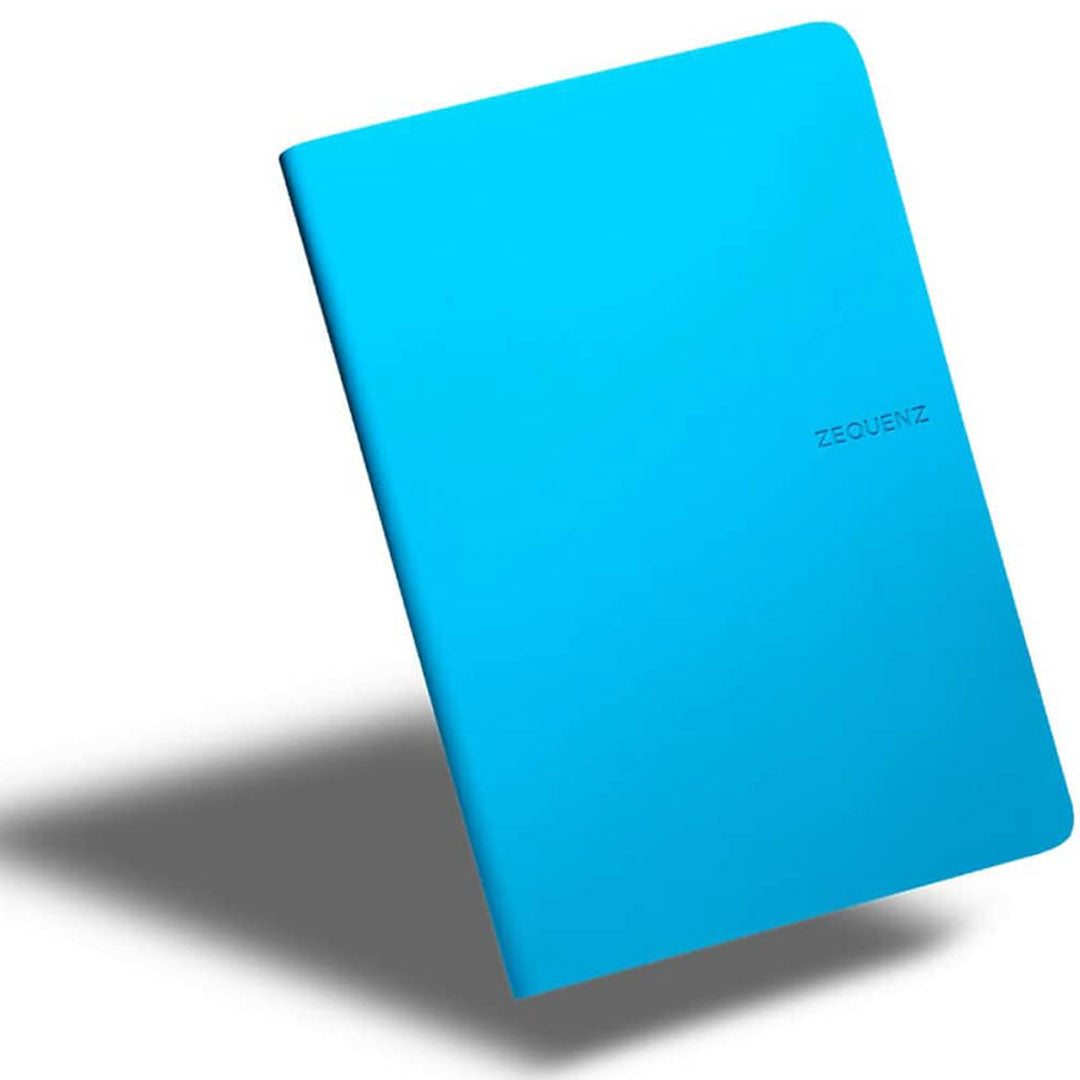 Zequenz A5 Size Ocean Blue Slim Notebook Squared Acid Free Paper 200 Pages 80GSM 360 Degree Flexibility 100% Handmade Fountain Pen Friendly Color Series Bookmark Included