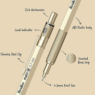 Scrikss | Matri-X | Mechanical Pencil | Metallic Gold-0.7mm