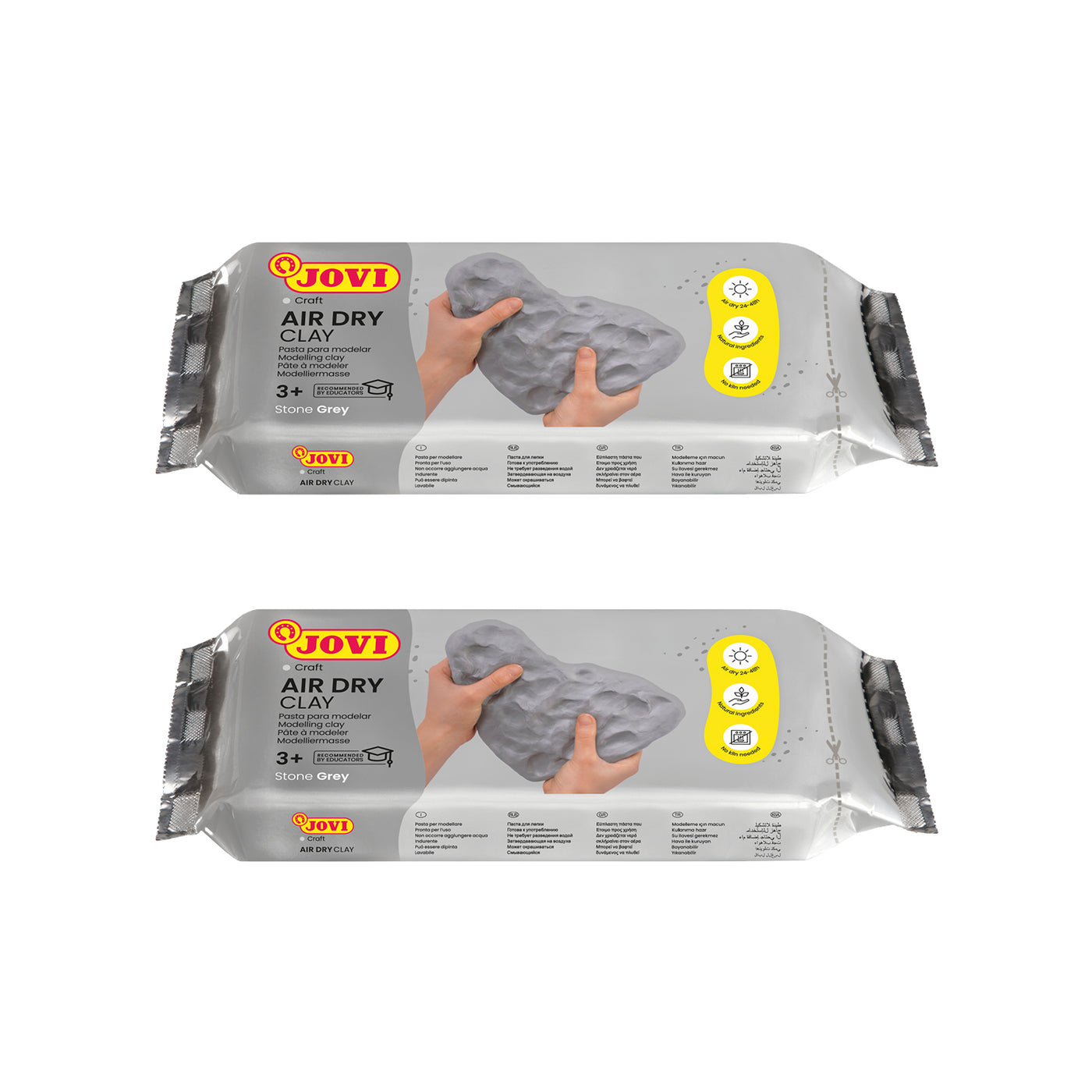 Jovi | European Air-Dry | Modelling Clay | Grey | 2 Packet | 250 Grams Each