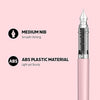 Scrikss Primeo Medium Nib Fountain Pen | 3 Cartridges Included | Stainless Steel Nib & ABS Body | Pink | in Blister Pack