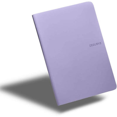 Zequenz A5 Size Lavender Purple Slim Notebook Squared Acid Free Paper 200 Pages 80GSM 360 Degree Flexibility 100% Handmade Fountain Pen Friendly Color Series Bookmark Included