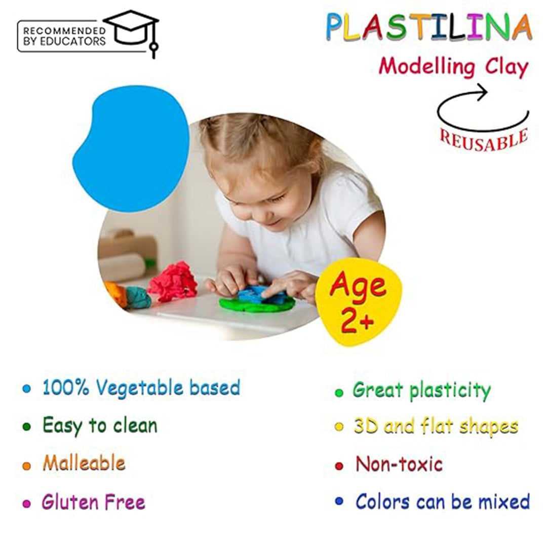 Jovi Plastilina Dark Blue Non-Drying Modelling Clay for Art & Craft Pack of 6 Bars - 50gms Each Non-Toxic Gluten Free Fine Motor Skills, Moulding, Pottery Sculpting Project Work with Dough