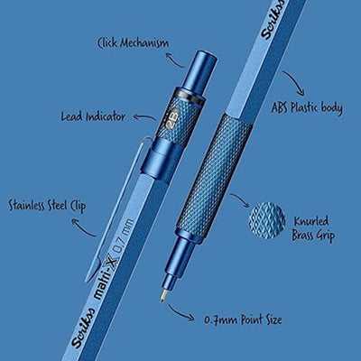 Scrikss | Matri-X | Mechanical Pencil | Metallic Blue-0.7mm