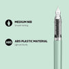 Scrikss Primeo Medium Nib Fountain Pen | 3 Cartridges Included | Stainless Steel Nib & ABS Body | Mint | in Blister Pack
