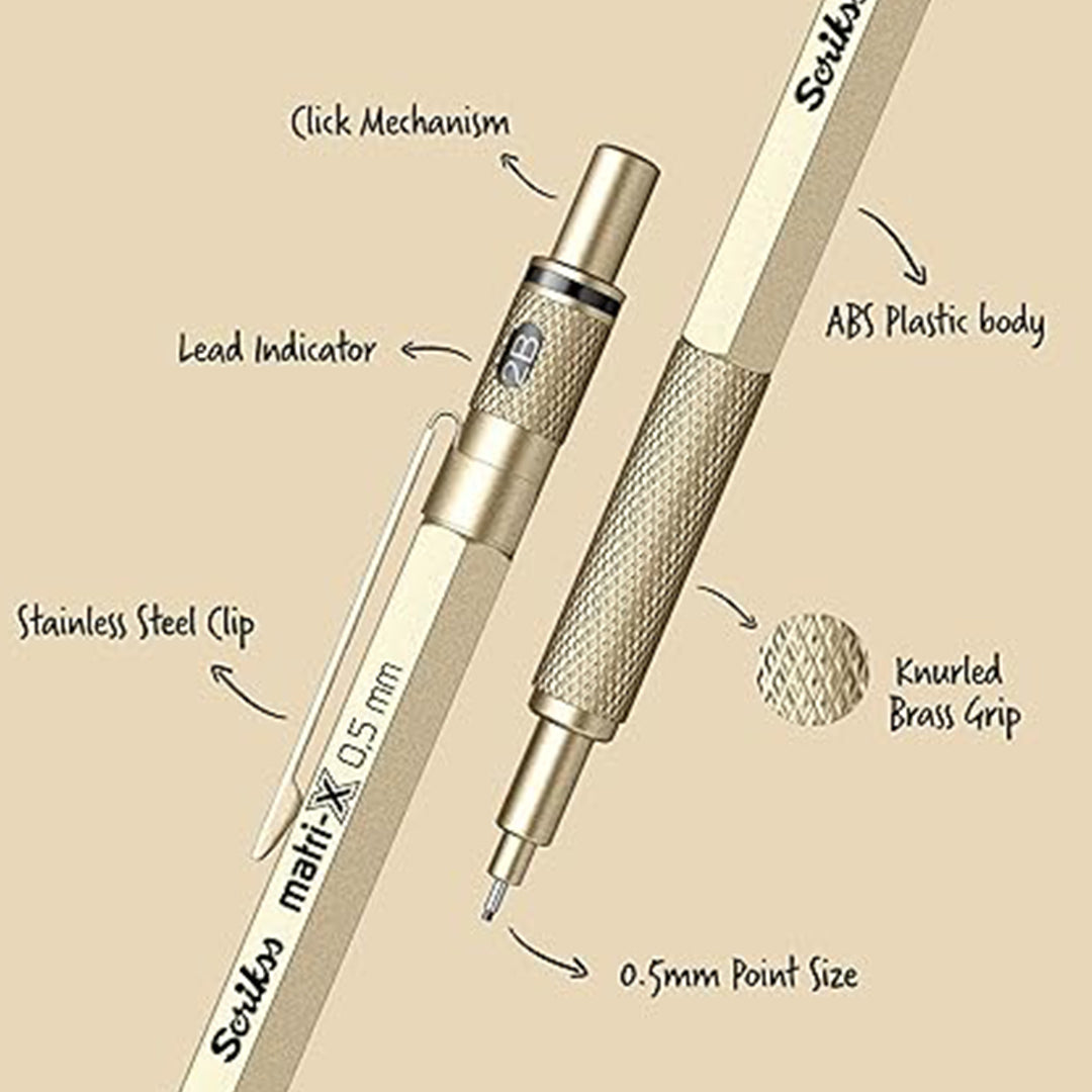 Scrikss | Matri-X | Mechanical Pencil | Gold-0.5mm