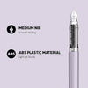 Scrikss Primeo Medium Nib Fountain Pen | 3 Cartridges Included | Stainless Steel Nib & ABS Body | Lilac | in Blister Pack