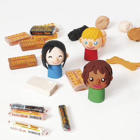 Jovi Plastilina Shades of Skin Colour Multicultural Non-Drying Modelling Clay for Art & Craft, Pack of 6 Bars - 50gms Each for Fine Motor Skills Moulding Pottery Sculpting with Dough