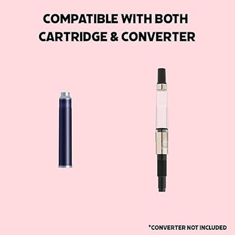 Scrikss Primeo Medium Nib Fountain Pen | 3 Cartridges Included | Stainless Steel Nib & ABS Body | Pink | in Blister Pack