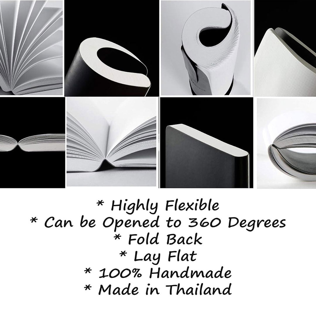 Zequenz A5 Size Peach Slim Notebook Squared Acid Free Paper 200 Pages 80GSM 360 Degree Flexibility 100% Handmade Fountain Pen Friendly Color Series Bookmark Included