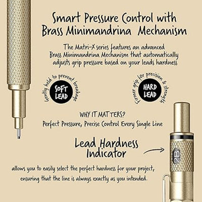 Scrikss | Matri-X | Mechanical Pencil | Metallic Gold-0.7mm