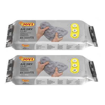 Jovi European Air-Dry Modeling Stone Grey Clay 2 Packets - Each Pack of 250 Grams for Sculpting Pottery Art & Craft Handicraft Educational Purpose Fine Motor Skills