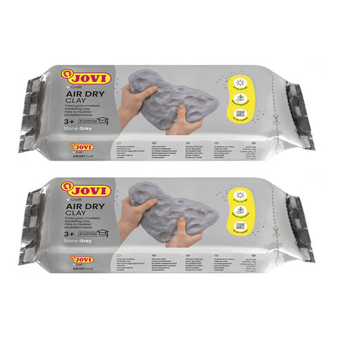 Jovi European Air-Dry Modeling Stone Grey Clay 2 Packets - Each Pack of 250 Grams for Sculpting Pottery Art & Craft Handicraft Educational Purpose Fine Motor Skills